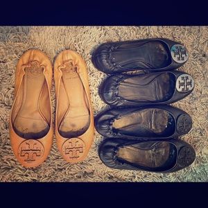 3 pairs of Tory Burch Miller flats